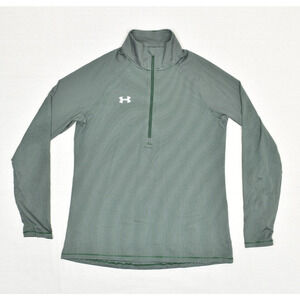 Under Armour Women's 1/4 Zip Pullover Sweatshirt Polyester Green Striped Size M